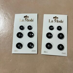 Vintage La Mode Black Buttons Lot – 12 Buttons – Made in Japan